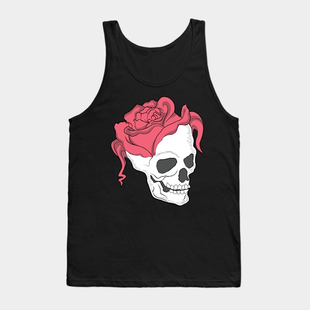 Rose Head Skull Tank Top by ThyShirtProject - Affiliate